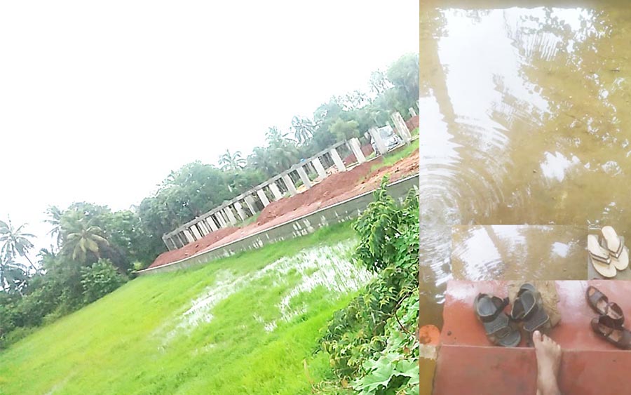 ഇൻഡോർ സ്റ്റേഡിയം നിർമ്മാണം പത്തോളം വീടുകൾ വെള്ളത്തിൽ