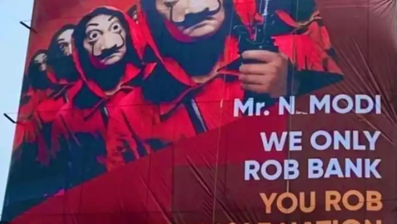 മോദിക്കെതിരെ ഹൈദരാബാദില്‍ ‘മണിഹൈസ്റ്റ്’ ഹോര്‍ഡിങ്ങുകള്‍
