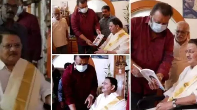 അമ്പിളിച്ചേട്ടന് ഓണക്കോടി സമ്മാനിച്ച് സുരേഷ് ഗോപി